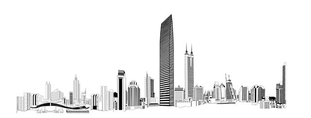 微信素材城市素描虚线边框正文公众号推文段落线框图文模板文章卡片